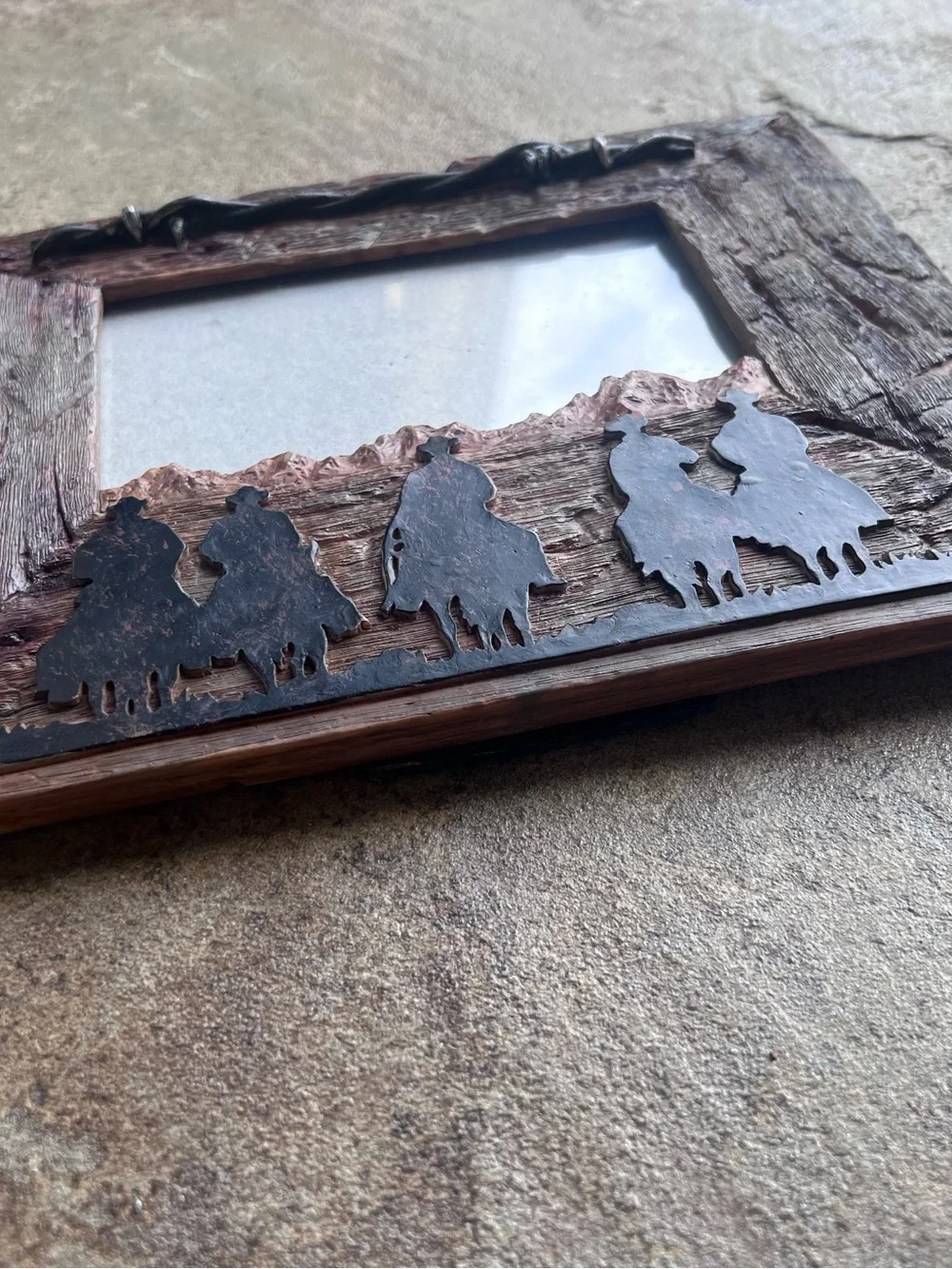 Hobby Lobby Rustic Brown Cowboy Silhouette Picture Frame